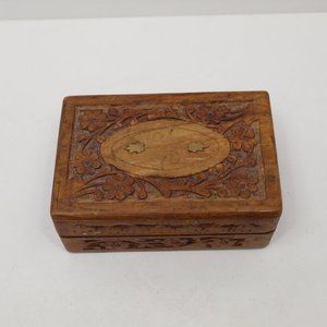 Vintage Hand Carved Wood Box Made in India